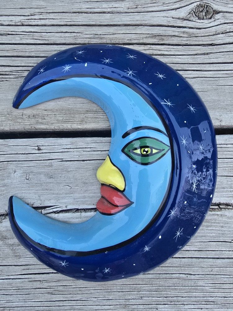 Vintage Handpainted Crescent Moon