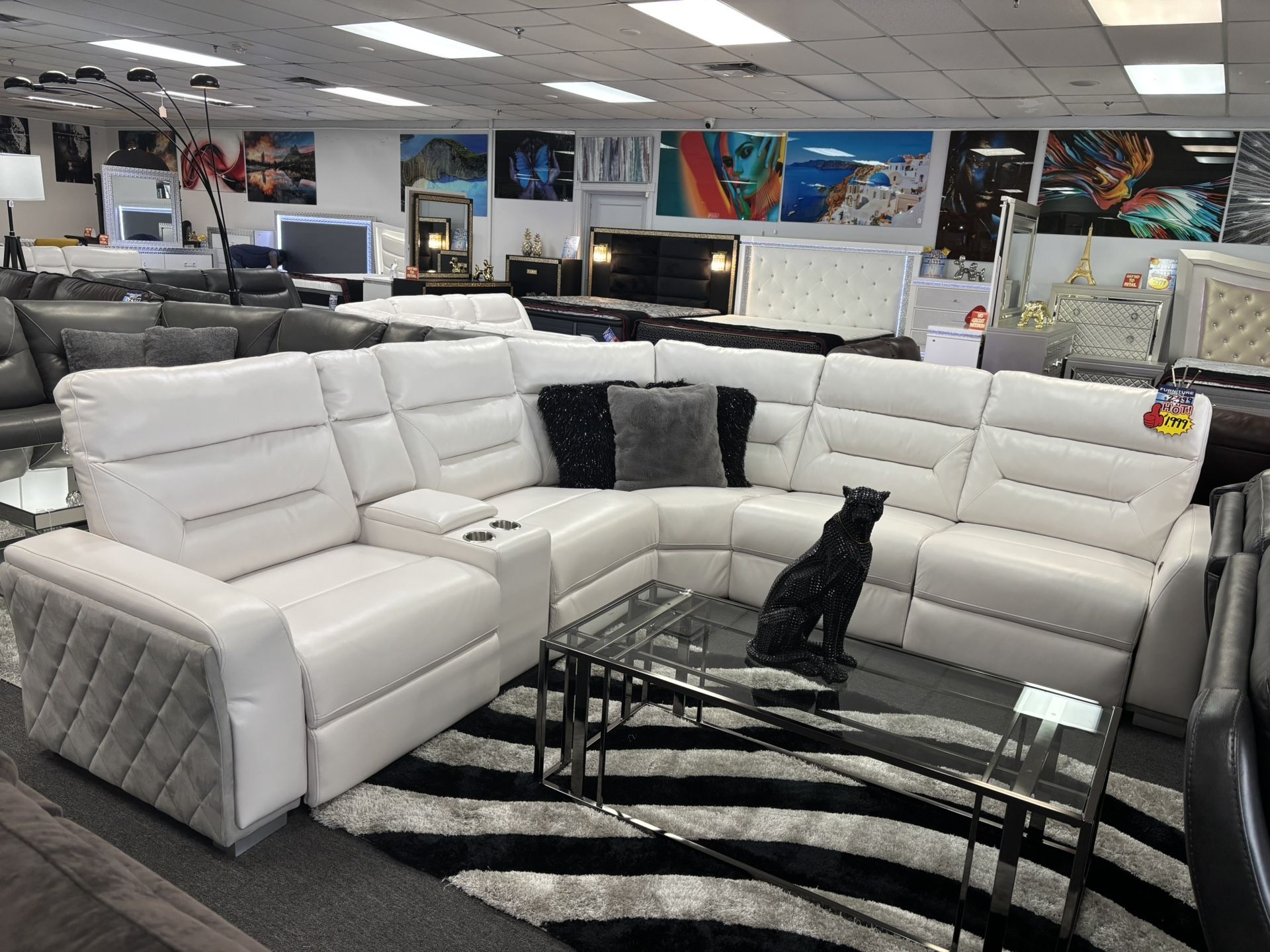 White PWR Reclining Sectional Couch For Sale ( Furniture Delivery)