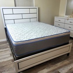 NEW QUEEN PILLOW TOP MATTRESS WITH BOX SPRING ♨️ Bed frame is not available