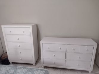 Solid Wood White Dresser & Tall Chest Set