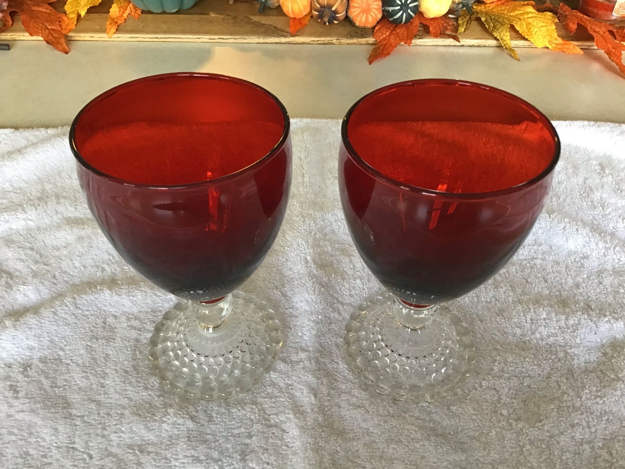 2 Vintage Anchor Hocking Ruby Red Water Goblets