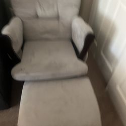 Grey gliding rocking chair with ottoman