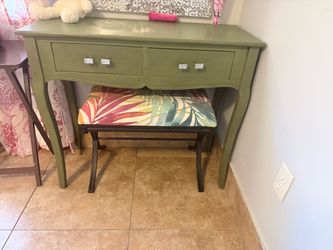 Green Vanity Table with Two Drawers