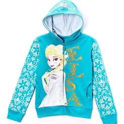 Freeze  Frozen 'Elsa' Turquoise Glitter Zip-Up Hoodie - Girls, Size: XLFreeze