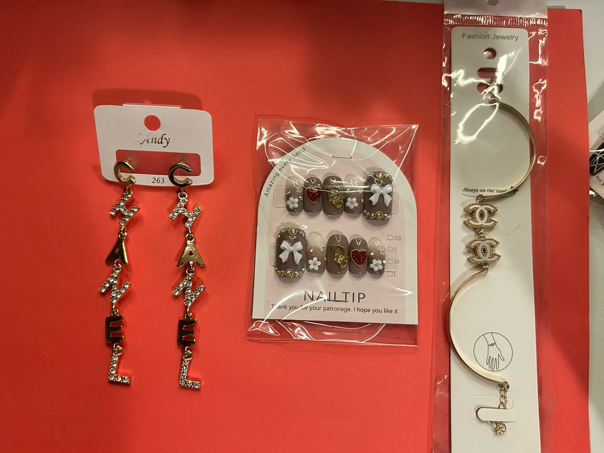 Earrings Nails And Bracelet Set 