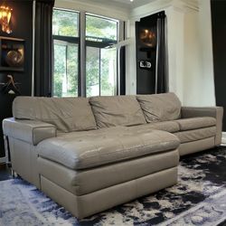 Free Delivery Grey Leather Sectional Couch 