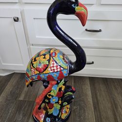 Ceramic Flamingo - Mexican Art - 29" Tall