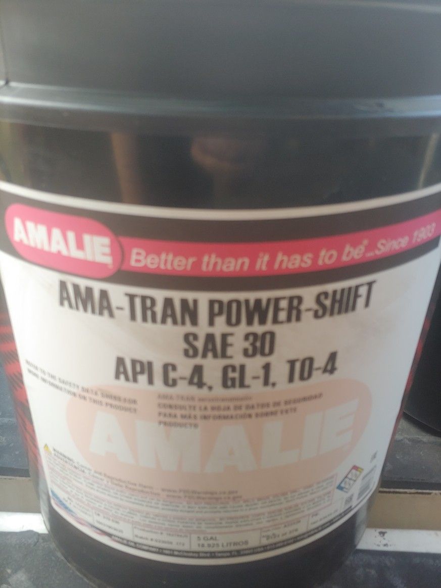 Hydraulic Transmission Fluid in 5 gal pails.