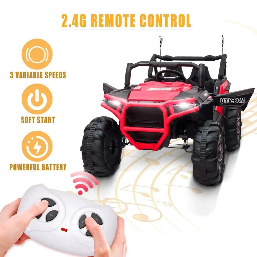 ⚫️🔴 !!BRAND NEW 12Volt Electric Kids REMOTE CONTROL Ride On Truck Powerwheels Off Road RZR 2 Seater With LED’s, Media Player BT