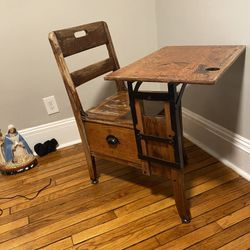 Antique School Desk With Draw