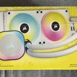 CORSAIR iCUE LINK H100i RGB Liquid CPU Cooler - QX120 RGB Fans - White - 240mm Radiator