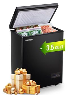 Freezer, "Black,Chest Freezer 3.5 Cu.Ft, Mini Deep Freezer with Removable Basket, 7-Temp Adjustable, Ultra Quiet, Energy Saving,
NEW