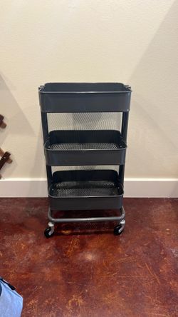 Gray rolling storage cart
