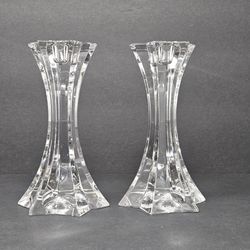 Mikasa Crystal Classic Set of 2 Candlesticks Candle Holders Elegant 6.5”