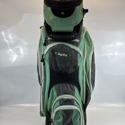 Bag Boy 14-Way Golf Cart Bag Green Black Putter Well Zipper Issue 