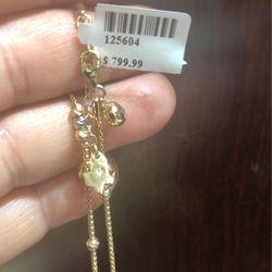 Solid Gold Anklet 10”inc To 11” Inc Adjustable size Moon cut