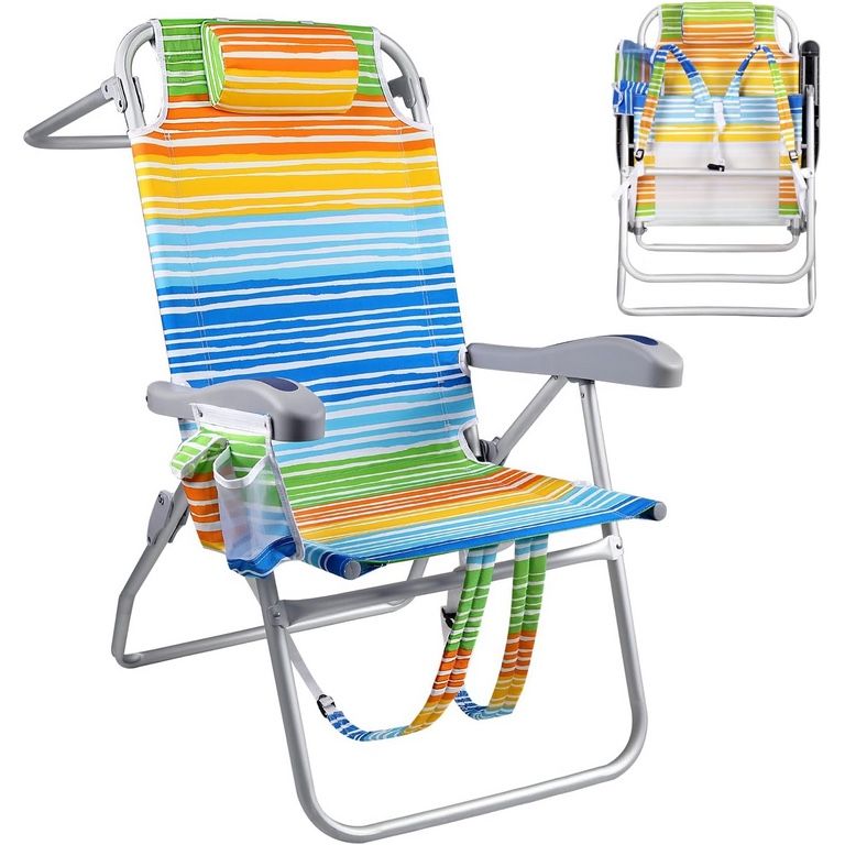 Backpack Beach Chairs for Adults,Portable Folding Camping Chair with Cup Holder & Towel Rack Durable Construction: Made of 600D Oxford fabr