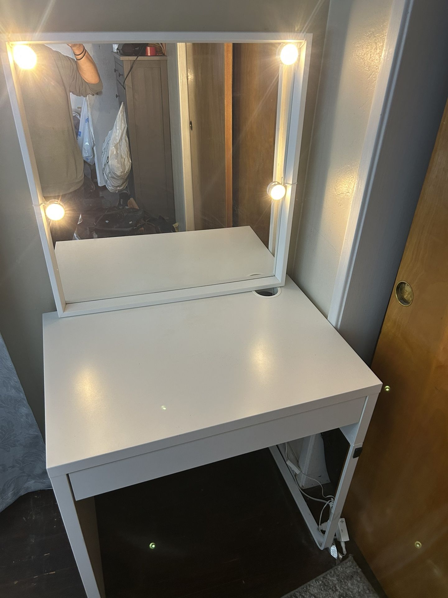 IKEA Vanity With Mirror and Lights