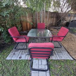 Patio Set In Red 5 Pieces 