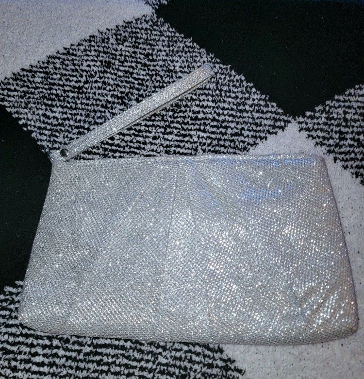 Sparkly Silver Glitter Wristlet