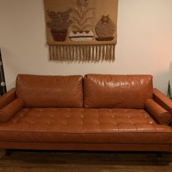 Tan Leather Sofa – Poly & Bark – Excellent Condition