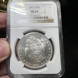 MS 64 1881 S Morgan Silver Dollar