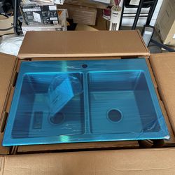 KOHLER Cursiva Stainless Steel 33 In. Double Bowl Drop-In Kitchen Sink”