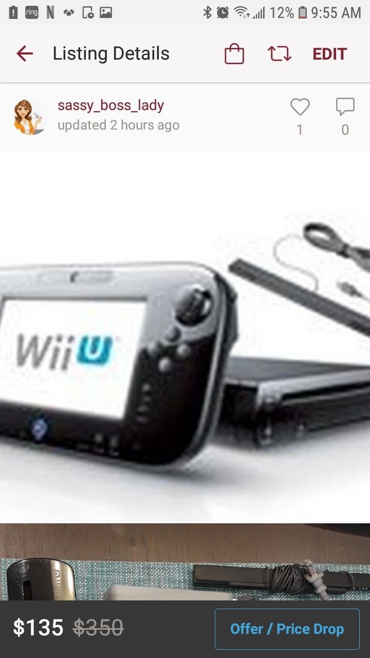 Wii U console with accessories and super smash bros game