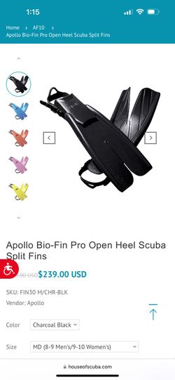 Apollo Bio-Fin Pro Open Heel Scuba Split Fins