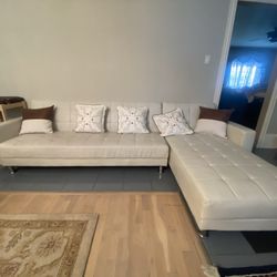 Luxurious White Leather Sectional 