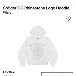 Sp5der Hoodie Og Rhinestone White