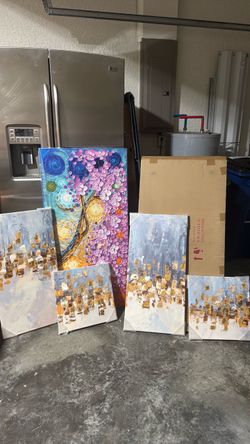 4-Piece Modern Abstract Canvas Wall Art Set – Brand New