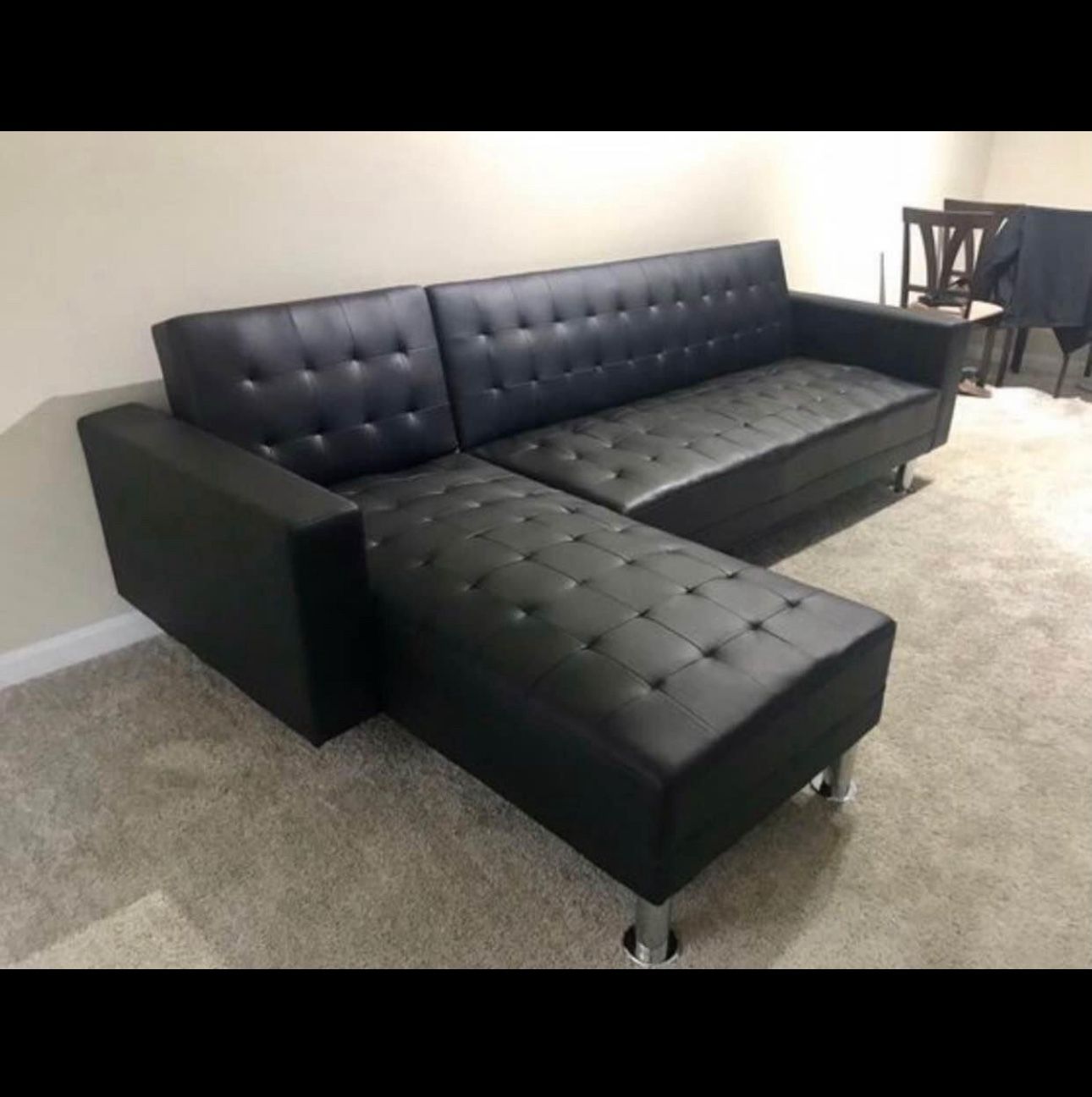 Black Modern Sectional Sofa Reversible Chaise
