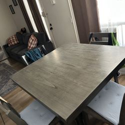 Gray 4-Seater Square Dining Table with Storage  