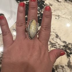 Sterling Silver Yellow Fare Ring Size 9