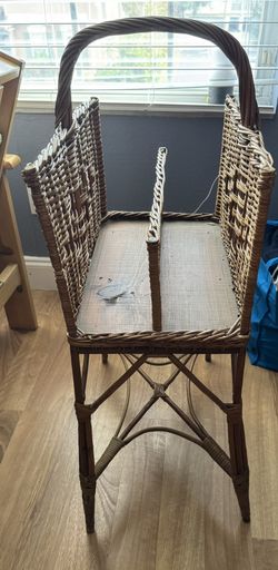 vintage or antique wicker sewing stand