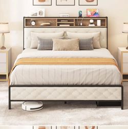 Queen Size Bed Frame + Premium Mattress Set – Like New