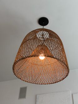 CB2 Oversized Nassa Woven Bamboo light
