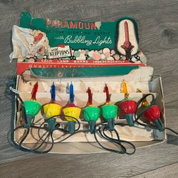 Vintage 1940’s Paramount Bubble Bubbling Christmas Lights Lights With Box Work!!