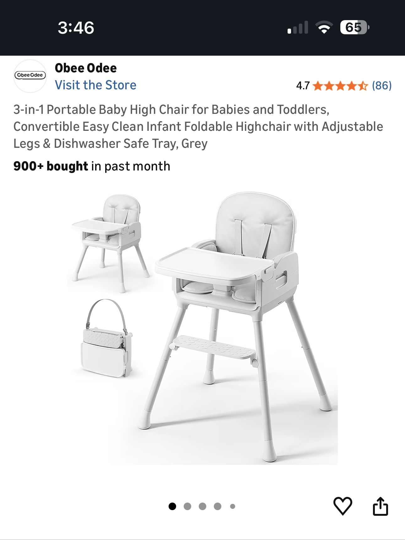BRAND NEW!! 3-in-1 Portable Baby High Chair for Babies and Toddlers 