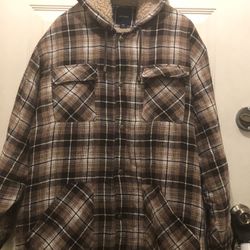 Sherpa Fleece Lined Plaid Men Jacket