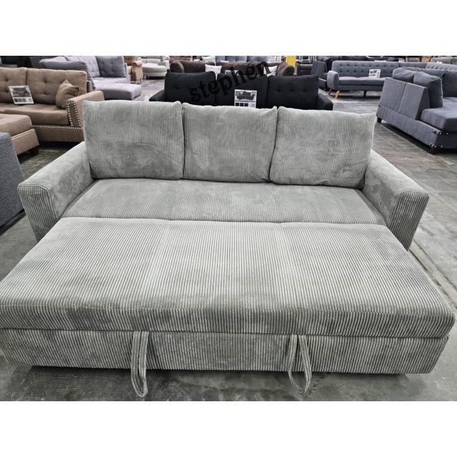 gray corduroy sleeper sofa with pull out bed