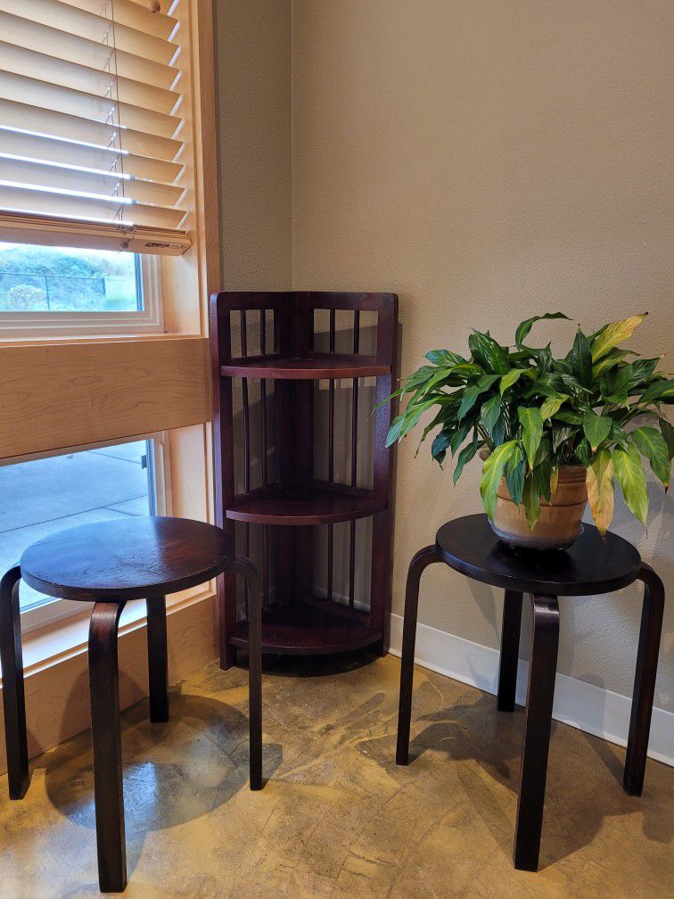 Corner Shelf And 2 Side Tables