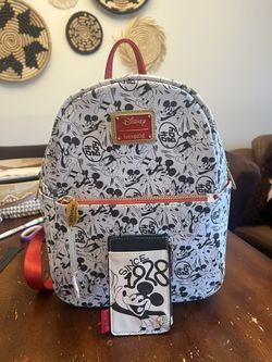 Loungefly Disney Mickey Mouse Since 1928 Mini Backpack & Card Holder