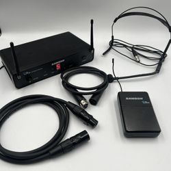 Samson Concert 88 Headset Wireless System -includes a CR88 receiver, a CB88 beltpack transmitter, and an HS5 headset microphone.