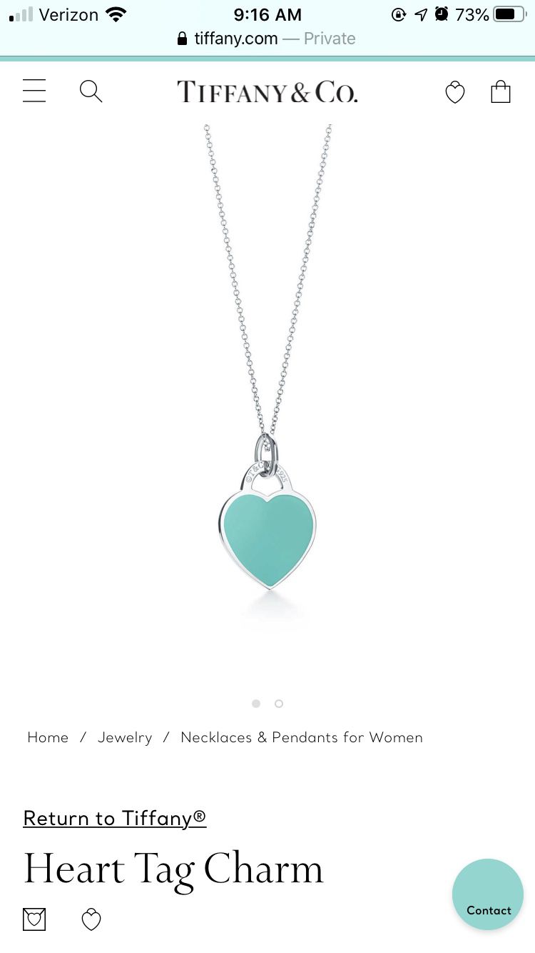 Authentic Tiffany & co. blue enamel heart tag necklace