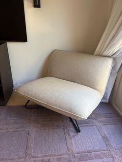 Chic  beige linen loveseat