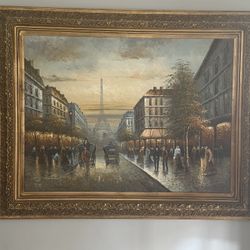 Large Hand - Painted Paris Oil Painting 