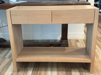 37” White Oak Storage Console – Like New