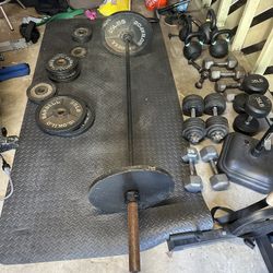 Barbell, Plates and Bench 300lbs